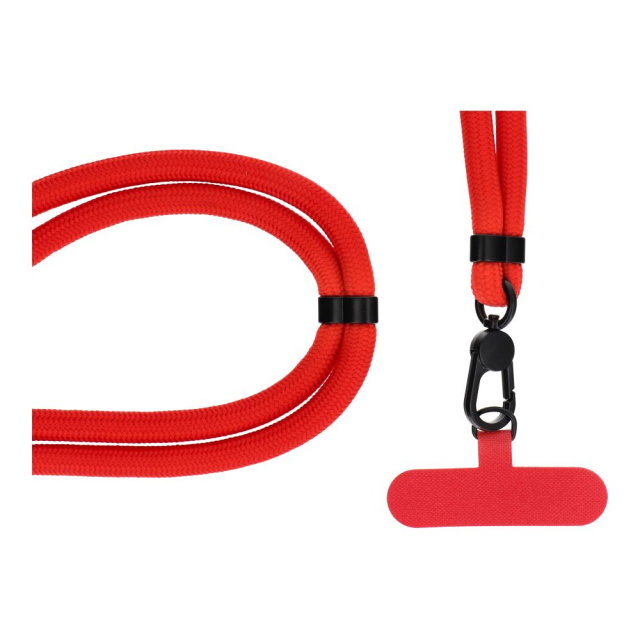 SWING (8 mm) Šňůrka na telefon, přívěsek na telefon s nastavitelnou délkou / délka šňůrky 165 cm (max. 82,5 cm v smyčce) / na rameno nebo na krk – červená