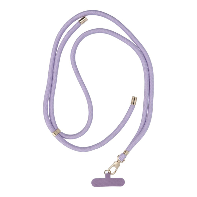 SWING (8 mm) Šňůrka na telefon, přívěsek na telefon s nastavitelnou délkou / délka šňůrky 165 cm (max. 82,5 cm v smyčce) / na rameno nebo na krk – fialová