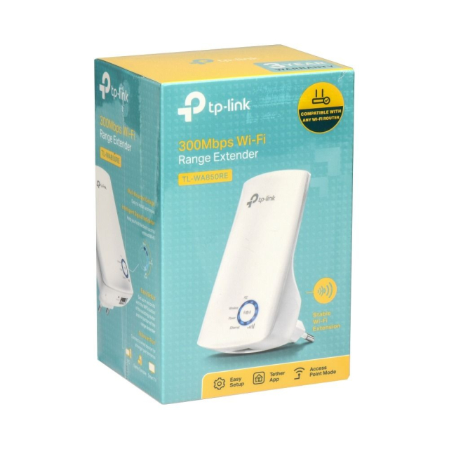 Univerzální Wi-Fi zesilovač signálu TP-LINK 300 Mb/s TL-WA850RE, bílý