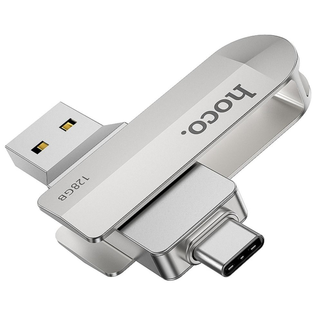 USB flash disk 128 GB s rozhraním USB 3.0 (USB A + USB C) Hoco UD10, stříbrný