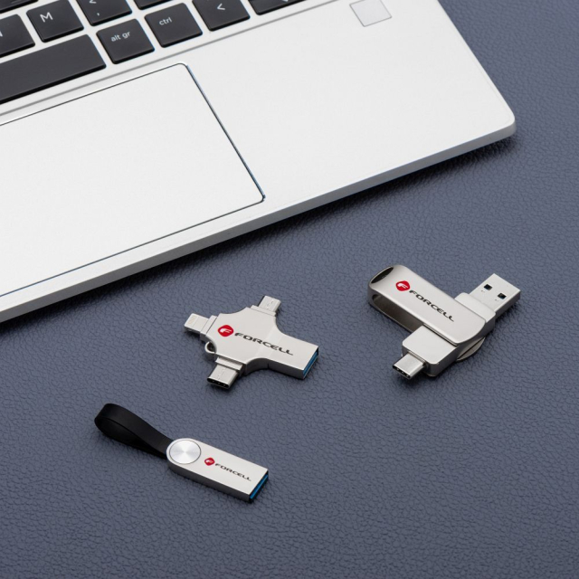 USB flash disk 32 GB, USB 3.2 Gen 1 (USB A), Forcell F-Data Metal, stříbrný