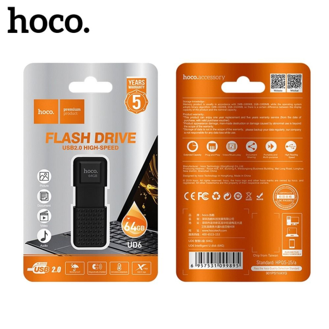 USB flash disk 64 GB USB 2.0 (USB A) Hoco UD6 černý