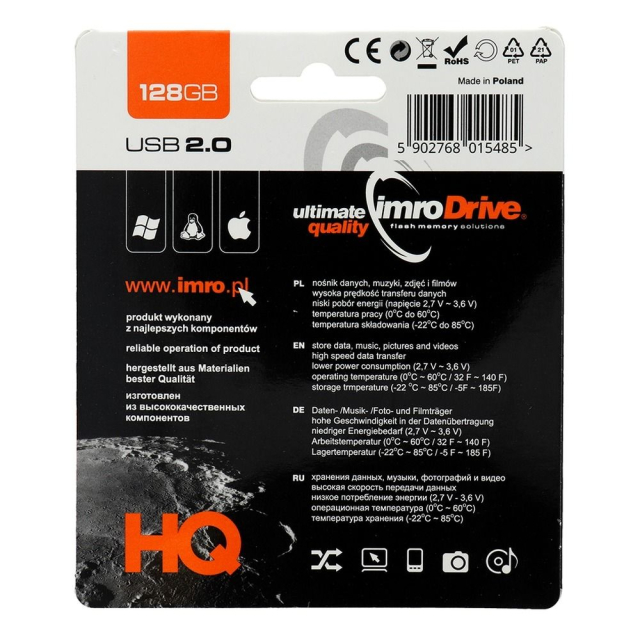 USB flash disk IMRO AXIS 128 GB, USB 2.0