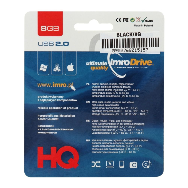 USB flash disk IMRO BLACK 8 GB USB 2.0