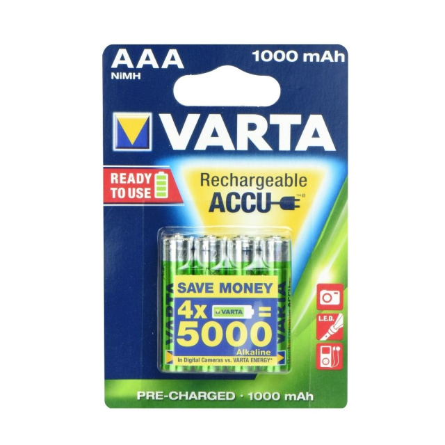 VARTA dobíjecí baterie R3 (AAA) 1000 mAh, připravené k použití, 4 ks