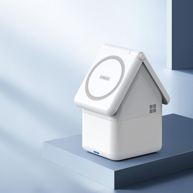W20 4-v-1 magnetický bezdrátový nabíjecí stojánek ve tvaru domečku, 15 W, bílý