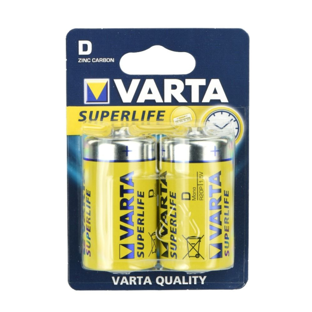 Zinková baterie VARTA R20 (typ D) Superlife, 2 ks