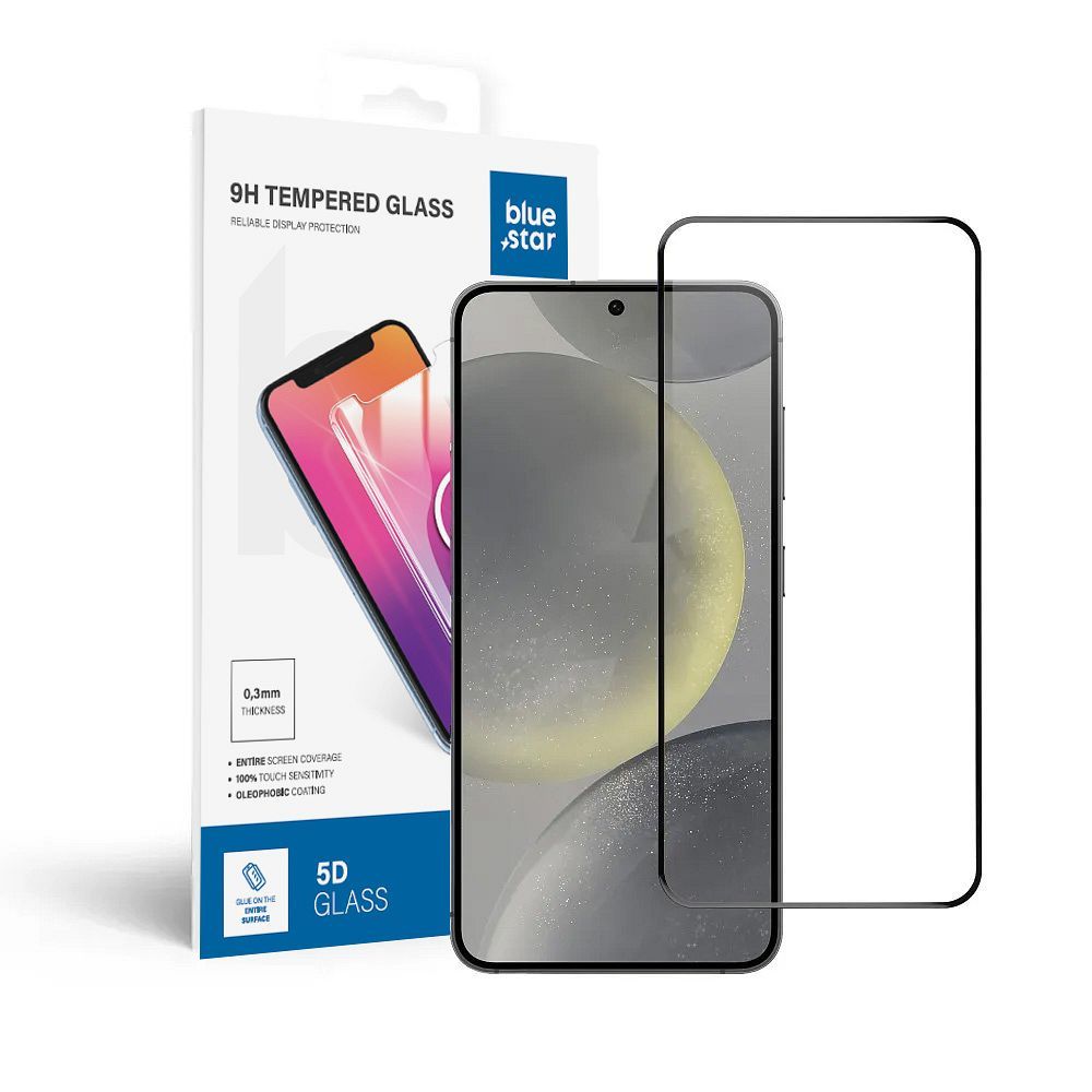 Tvrzené sklo pro Samsung Galaxy S24 (plně přilepené / kompatibilní s pouzdrem) Blue Star 5D černé