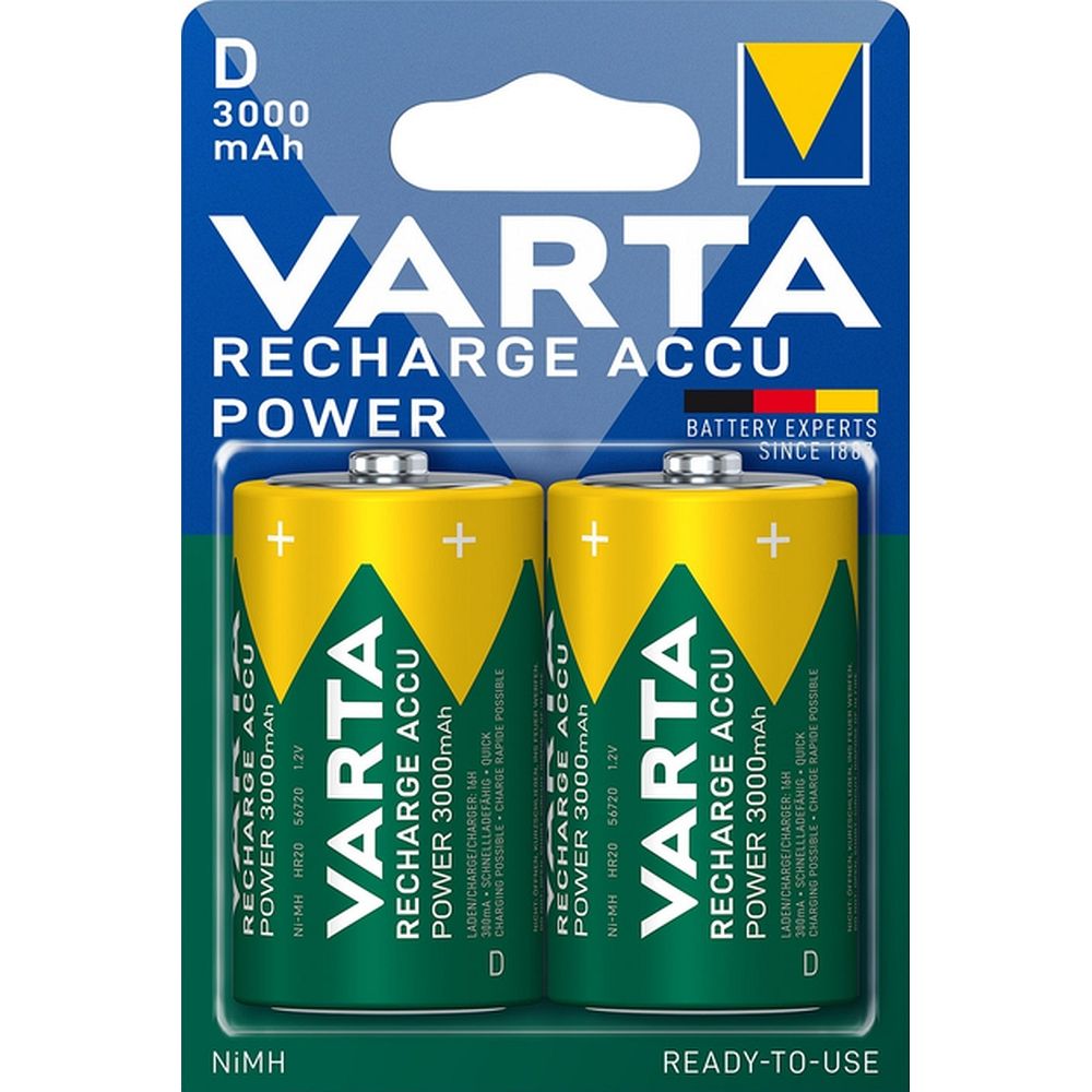 VARTA dobíjecí baterie R20 (typ D) 3000 mAh Accu Power, 2 ks