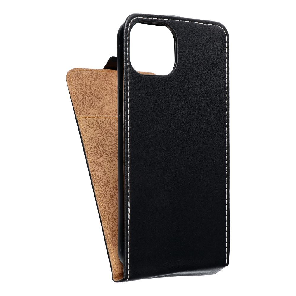 Vertikální pouzdro s výklopným krytem pro iPhone 15 PLUS Slim Flexi Fresh, černé